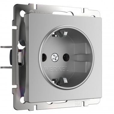 Розетка с заземлением, безвинтовой зажим (серебряный) W1171306 — Multielectrika