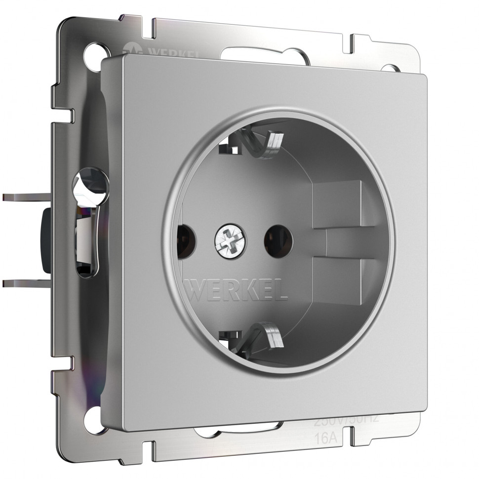 Розетка с заземлением, безвинтовой зажим (серебряный) W1171306 фото 1 — Multielectrika