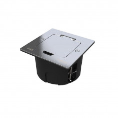 Лючок с розеткой Systeme Electric MultiDesk, цвет Серебро, 2К+З, 16А/250В, IP44 с монтажной коробкой для стены, фальшпола, стола, тип MDK21 &mdash; Multielectrika