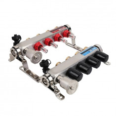 Коллекторная группа TIM со встр. расходмерами 1"х3/4" 8 вых. нерж. сталь квадратный KCS5008 &mdash; Multielectrika