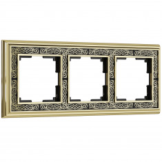 Рамка на 3 поста (золото/черный) WL77-Frame-03 &mdash; Multielectrika