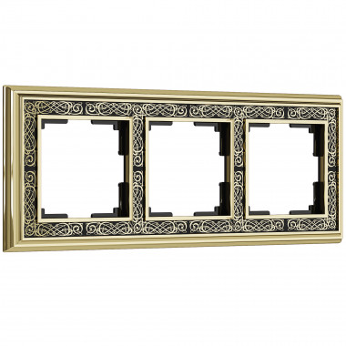 Рамка на 3 поста (золото/черный) WL77-Frame-03 — Multielectrika