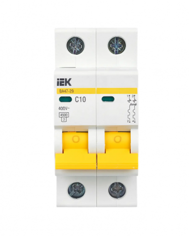 Автоматический выключатель ВА47-29 2Р 10А 4,5кА характеристика С IEK MVA20-2-010-C — Multielectrika