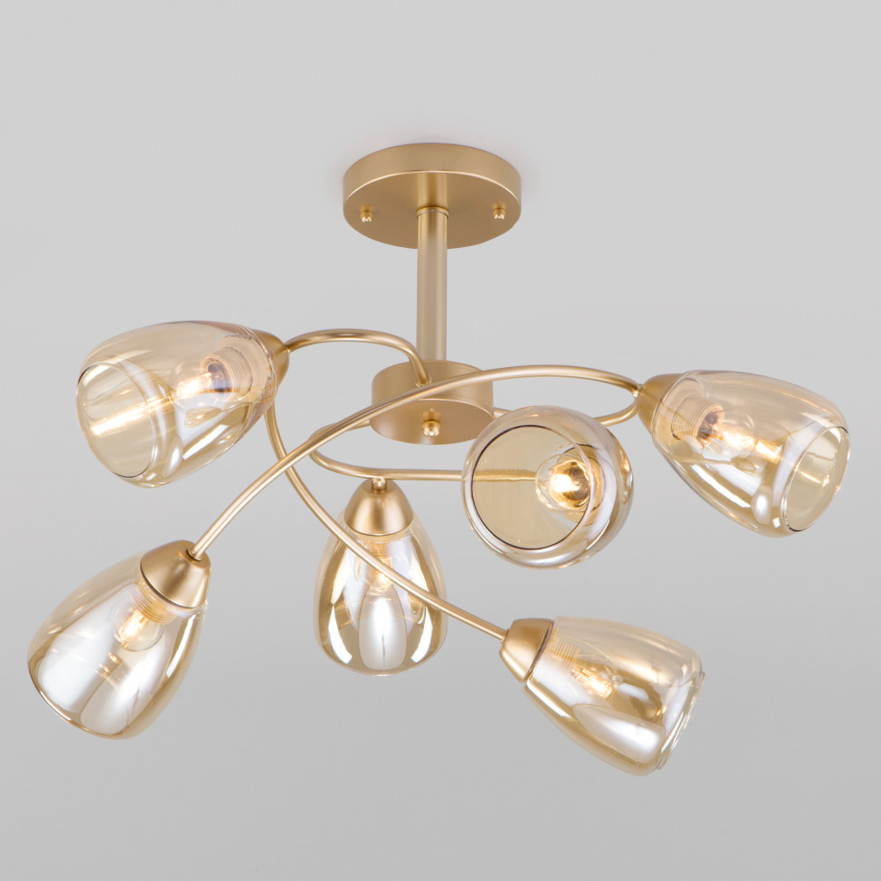 Потолочная люстра со стеклянными плафонами 30168/6 матовое золото фото 1 — Multielectrika