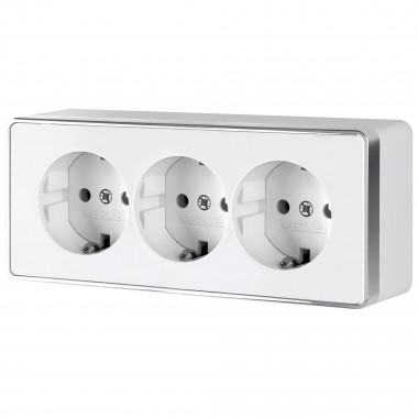 Розетка тройная с заземлением и шторками Gallant белая W5073101 &mdash; Multielectrika