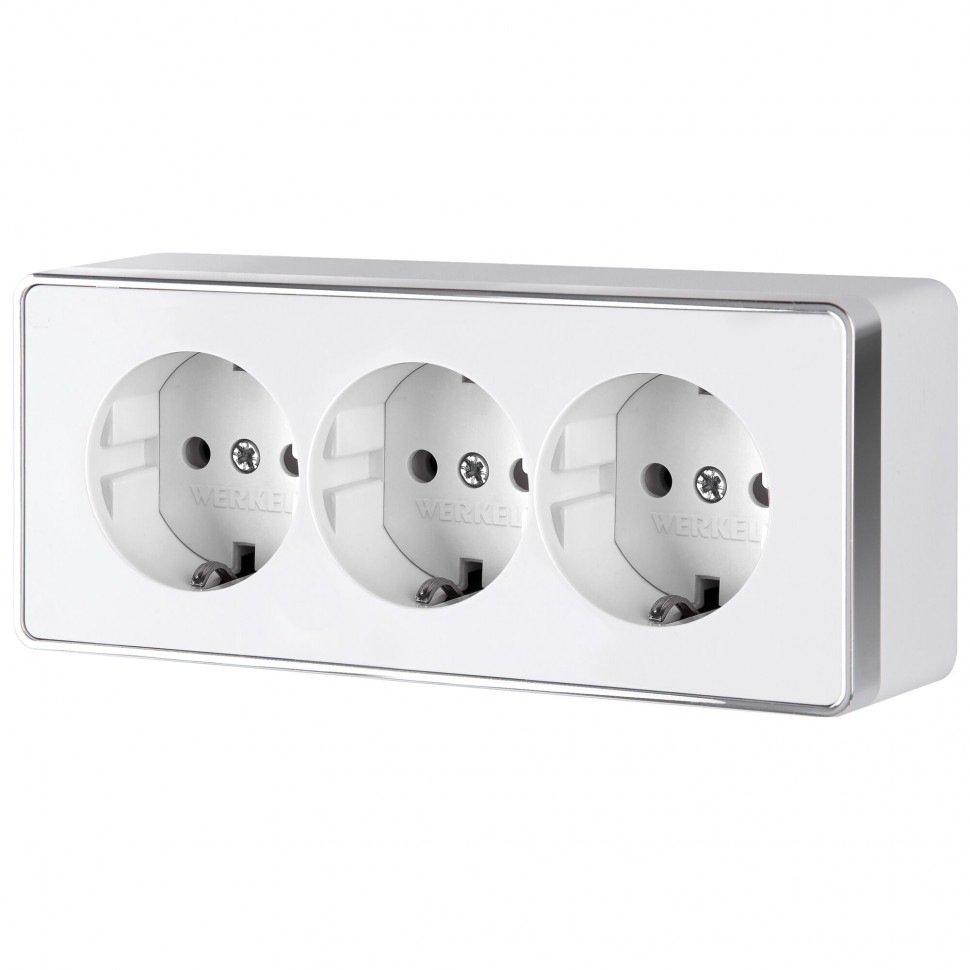 Розетка тройная с заземлением и шторками Gallant белая W5073101 фото 1 &mdash; Multielectrika