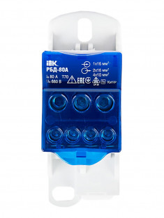 Распределительный блок IEK на DIN-рейку РБД-80А &mdash; Multielectrika