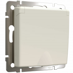 Розетка с заземлением и шторками c крышкой IP44 айвори матовый W1171262 &mdash; Multielectrika