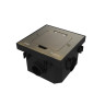 Лючок с розеткой Systeme Electric MultiDesk, цвет Античная латунь, 2К+З, 16А/250В, IP44 с монтажной коробкой для бетонных полов, тип MDK21
