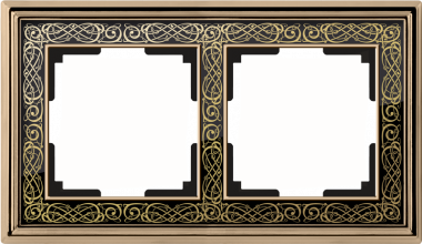 Рамка на 2 поста (золото/черный) WL77-Frame-02 — Multielectrika