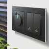 Рамка из металла на 2 поста Аluminium черный алюминий W0021708 фото 2 &mdash; Multielectrika