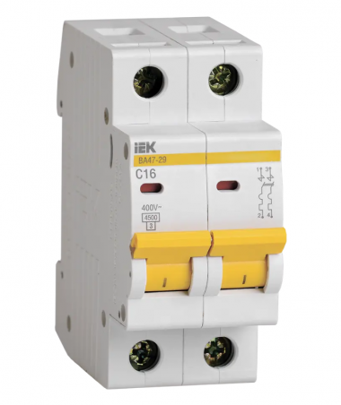 Автоматический выключатель ВА47-29 2Р 16А 4,5кА характеристика С IEK MVA20-2-016-C — Multielectrika