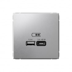 Розетка USB A+C Systeme Electric ArtGallery 45W, Fast Charge (QC.PD), алюминий &mdash; Multielectrika