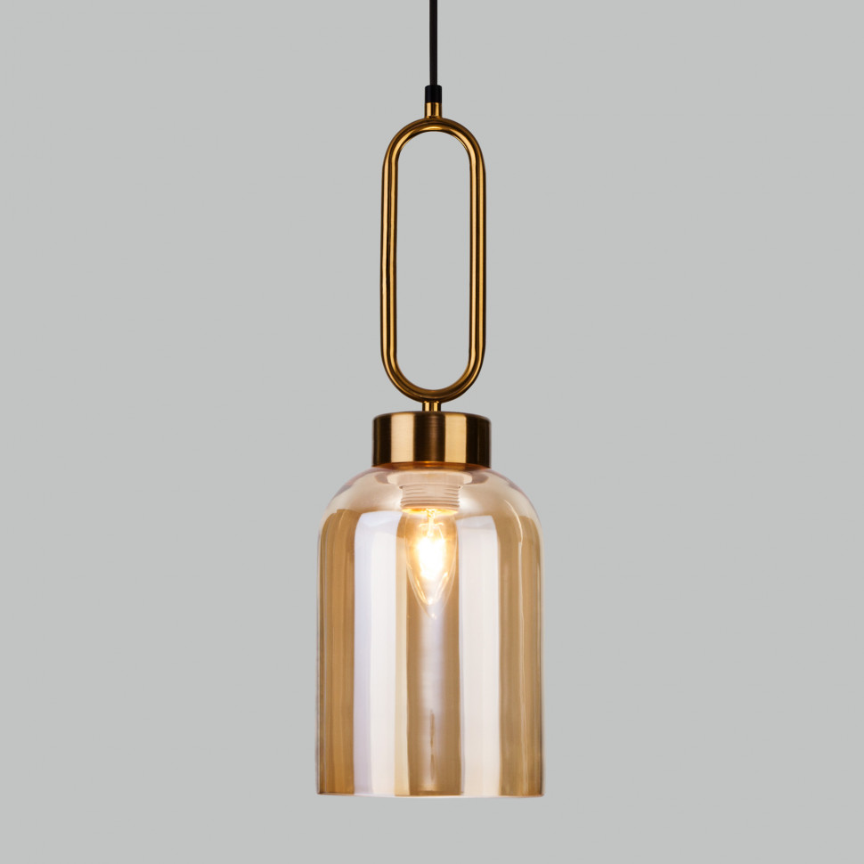 Подвесной светильник со стеклянным плафоном 50229/1 янтарный фото 1 — Multielectrika