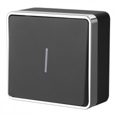Выключатель одноклавишный с подсветкой Gallant черный/хром W5010135 &mdash; Multielectrika