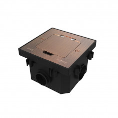 Лючок с розеткой Systeme Electric MultiDesk, цвет Медь, 2К+З, 16А/250В, IP44 с монтажной коробкой для бетонных полов, тип MDK21 &mdash; Multielectrika