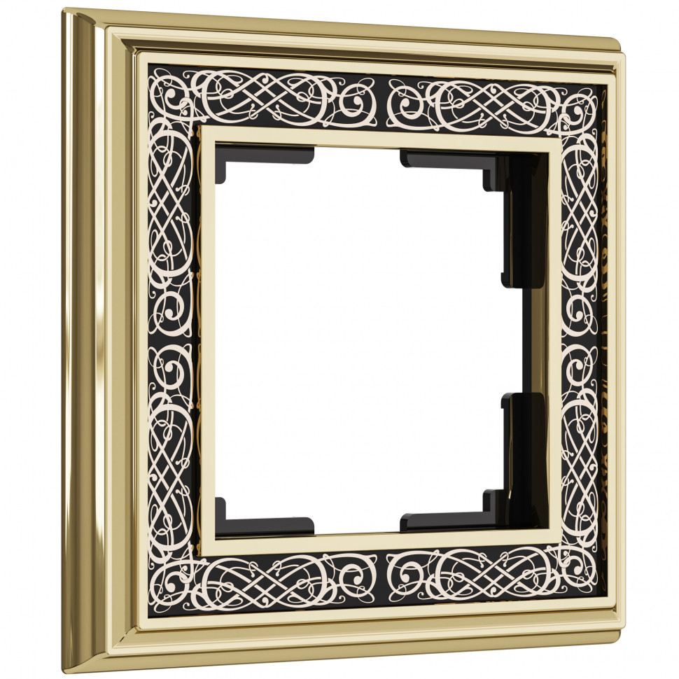 Рамка на 1 пост (золото/черный) WL77-Frame-01 фото 1 — Multielectrika