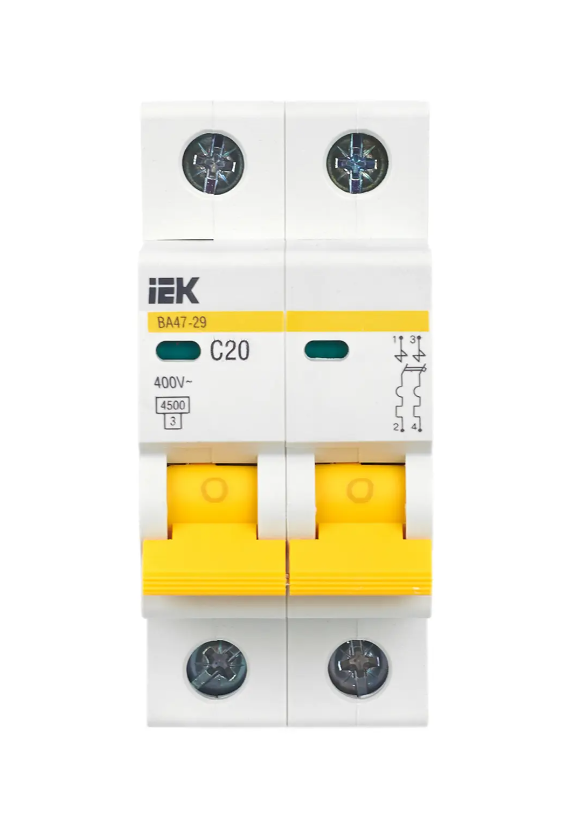 Автоматический выключатель ВА47-29 2Р 20А 4,5кА характеристика С IEK MVA20-2-020-C фото 1 — Multielectrika