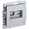 Розетка компьютерная двойная RJ45 кат.6 IEK Brite РК11-2-БрА алюминий