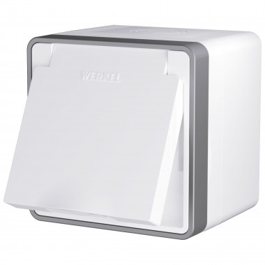 Розетка влагозащ. с зазем. с защит. крышкой и шторками Gallant белая W5071201 &mdash; Multielectrika