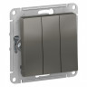 Выключатель трехклавишный Schneider Electric Atlas Design сталь