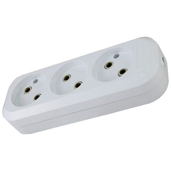 Колодка розеточная 3 гнезда 2П б/з 10А 250В белая TDM фото 1 — Multielectrika