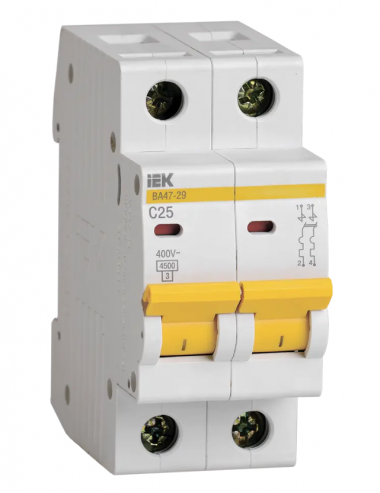 Автоматический выключатель ВА47-29 2Р 25А 4,5кА характеристика С IEK MVA20-2-025-C — Multielectrika