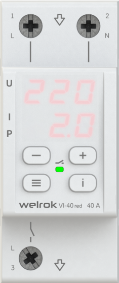 Реле напряжения c контролем тока Welrok VI-40 red 4660251140243 &mdash; Multielectrika