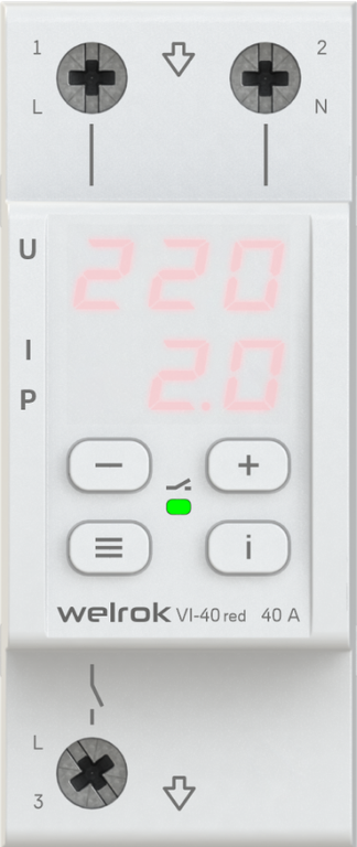 Реле напряжения c контролем тока Welrok VI-40 red 4660251140243 — Multielectrika