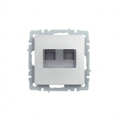 Розетка двойная RJ11+RJ45 кат.5E IEK Brite РК/Т12-БрА алюминий &mdash; Multielectrika