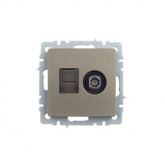 Розетка двойная TV+RJ45 кат.5E IEK Brite РТВ/РК12-БрШ шампань &mdash; Multielectrika