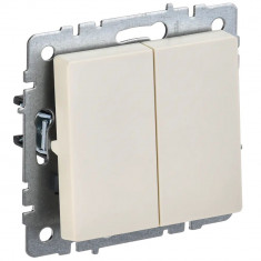 Выключатель двухклавишный 10А IEK Brite ВС10-2-0-БрКр бежевый &mdash; Multielectrika