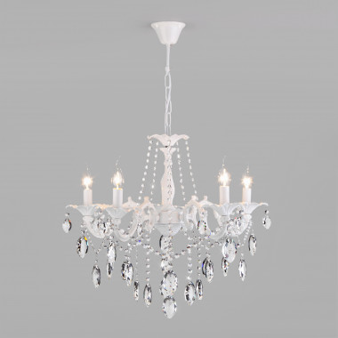 Классическая подвесная люстра 10108/5 белый/прозрачный хрусталь Strotskis — Multielectrika