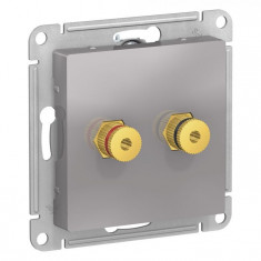 Аудиорозетка Schneider Electric Atlas Design двухместная, алюминий &mdash; Multielectrika