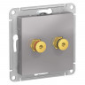 Аудиорозетка Schneider Electric Atlas Design двухместная, алюминий