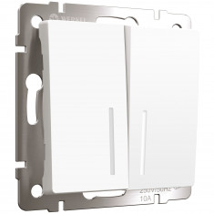 Выключатель двухклавишный с подсветкой (белый матовый) W1120161 &mdash; Multielectrika