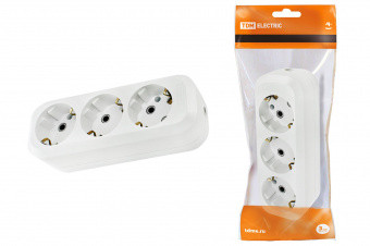 Колодка розеточная 3 гнезда 2П+3 16А 250В белая TDM фото 1 — Multielectrika