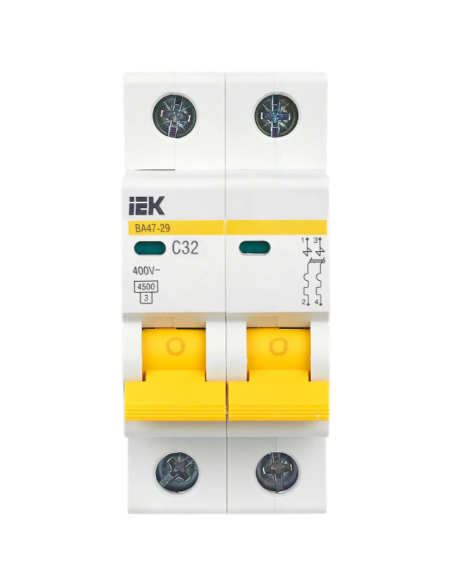 Автоматический выключатель ВА47-29 2Р 32А 4,5кА характеристика С IEK MVA20-2-032-C фото 1 — Multielectrika