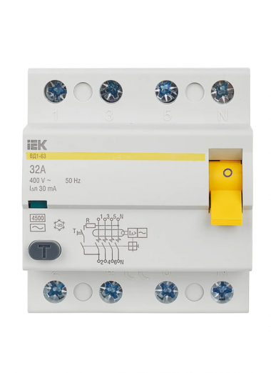 УЗО ВД1-63 4Р 32А 30мА тип AC IEK MDV10-4-032-030 — Multielectrika