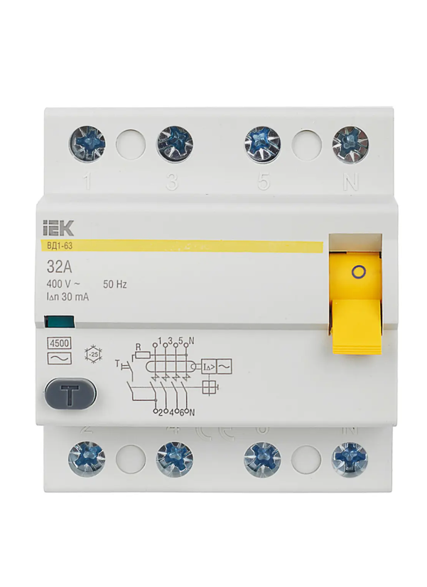 УЗО ВД1-63 4Р 32А 30мА тип AC IEK MDV10-4-032-030 фото 1 — Multielectrika