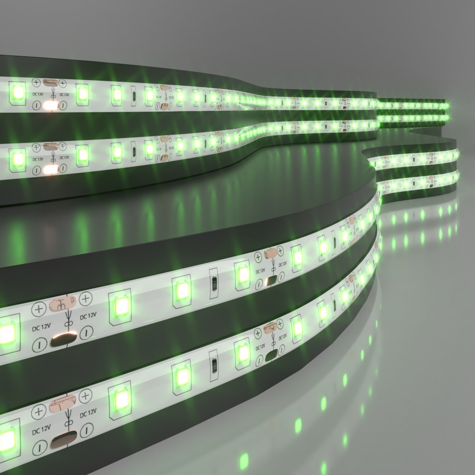 Светодиодная лента 12 В 4,8 Вт/м 60 Led/м 2835 IP65, зеленый, 5 м Лента светодиодная 12V 4,8W 60Led 2835 IP65 зеленый, 5м фото 1 — Multielectrika