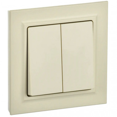 Выключатель двухклавишный 10А в сборе IEK Brite ВСР10-2-0-БрКр бежевый — Multielectrika