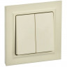 Выключатель двухклавишный 10А в сборе IEK Brite ВСР10-2-0-БрКр бежевый