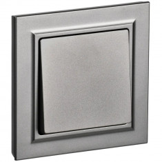 Выключатель одноклавишный 10А в сборе IEK Brite ВСР10-1-0-БрС сталь &mdash; Multielectrika