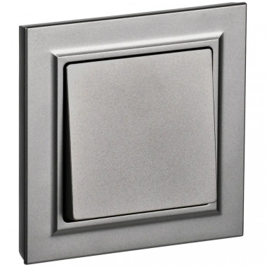 Выключатель одноклавишный 10А в сборе IEK Brite ВСР10-1-0-БрС сталь — Multielectrika