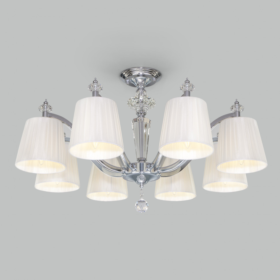 Потолочная люстра с тканевыми абажурами 60122/8 хром фото 1 &mdash; Multielectrika