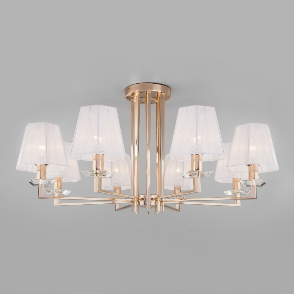 Потолочная люстра с тканевыми абажурами 60114/8 золото фото 1 &mdash; Multielectrika