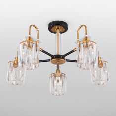 Умная потолочная люстра с хрусталем в стиле лофт 70090/5 черный &mdash; Multielectrika