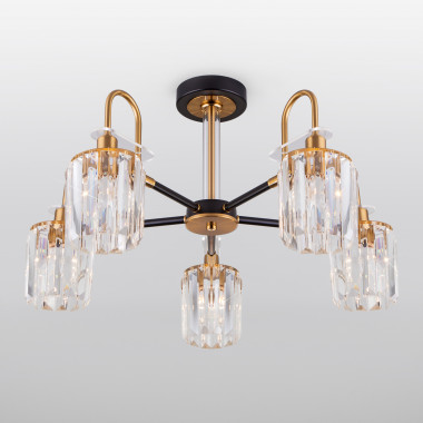 Умная потолочная люстра с хрусталем в стиле лофт 70090/5 черный — Multielectrika