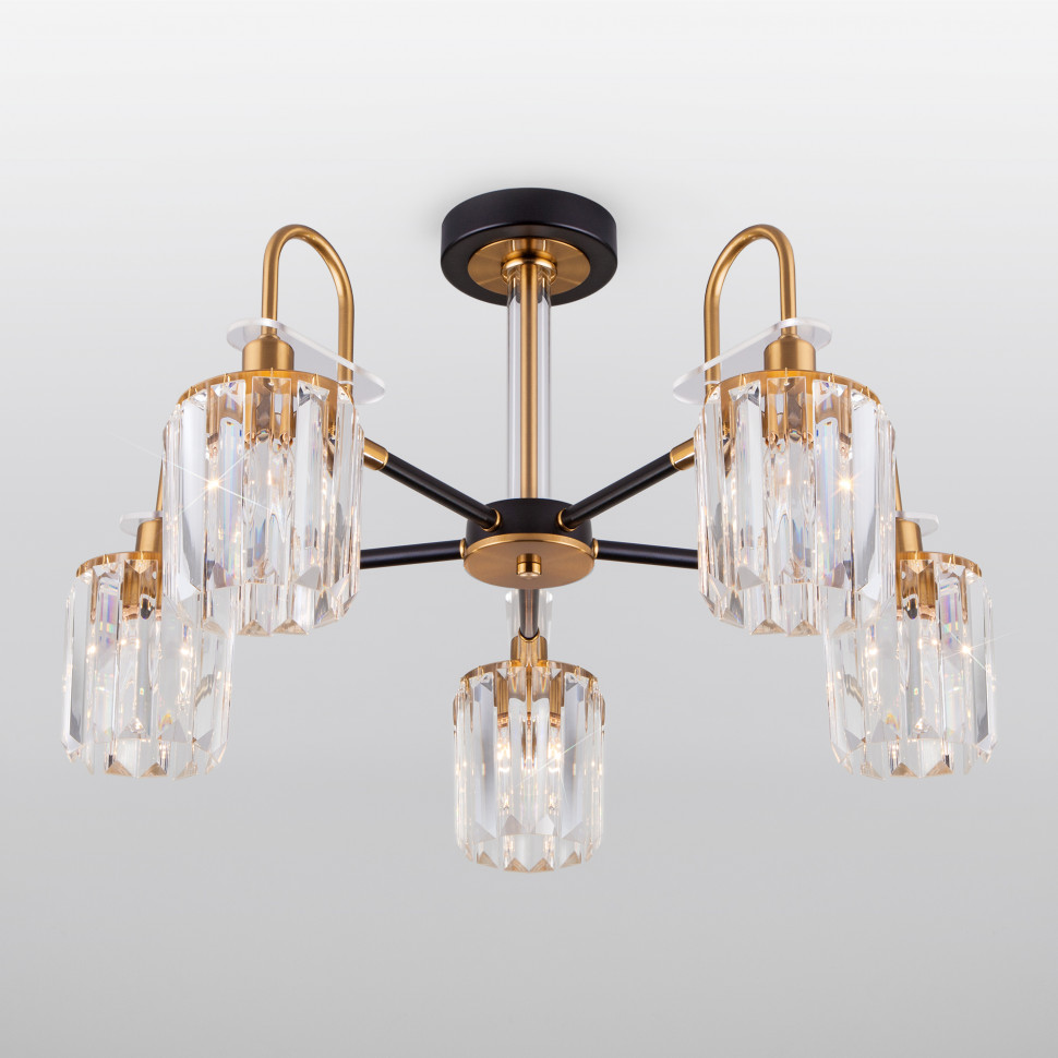 Умная потолочная люстра с хрусталем в стиле лофт 70090/5 черный фото 1 — Multielectrika
